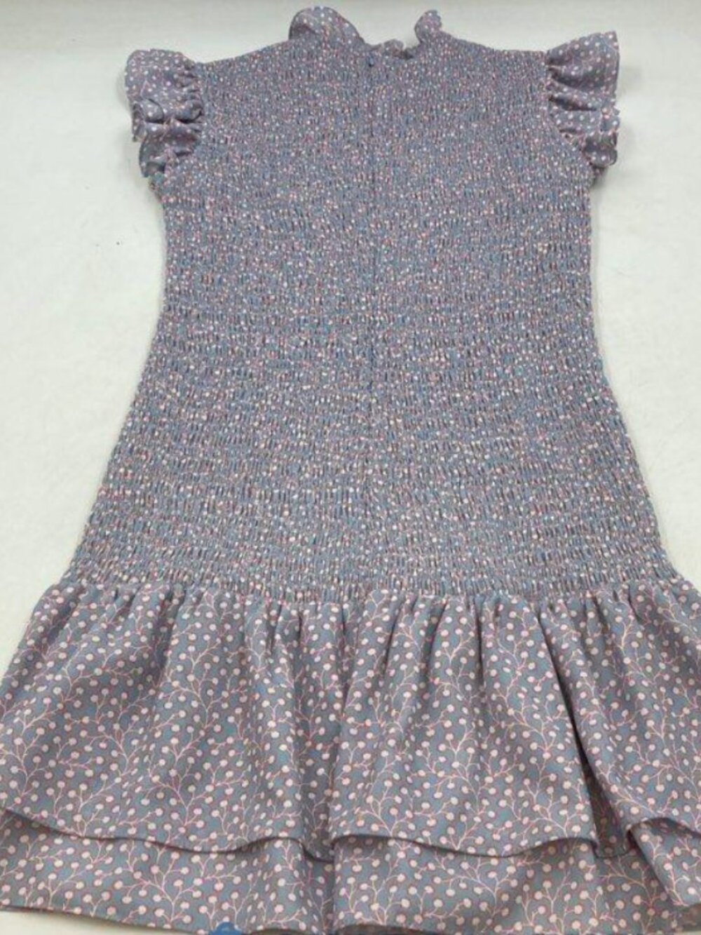 French Connection Smocked Drop Waist Ruffle Dress Lavender Blue (NWT)